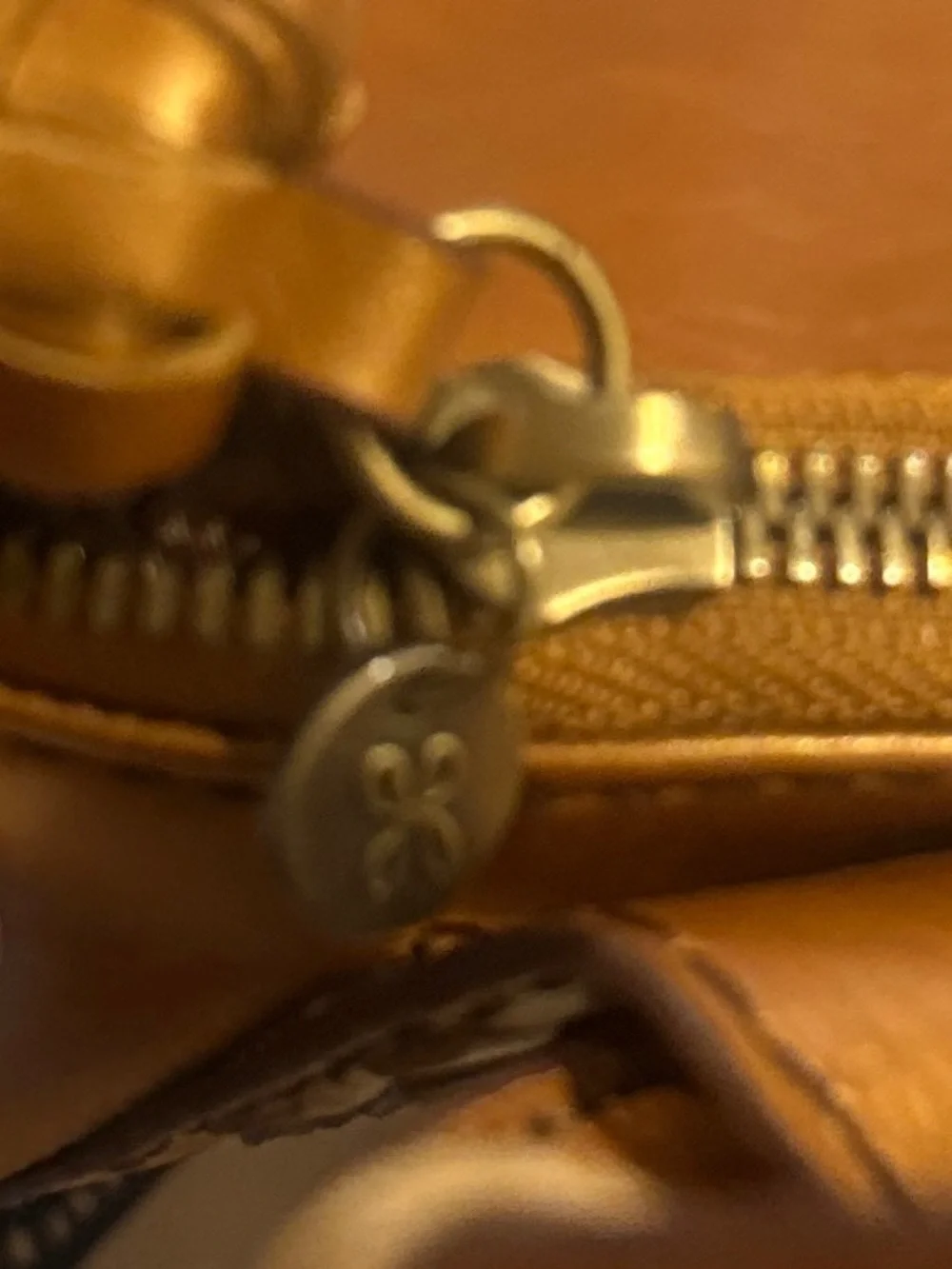 HOBO Metallic Gold Leather Wristlet with Tassel and Ring Handle